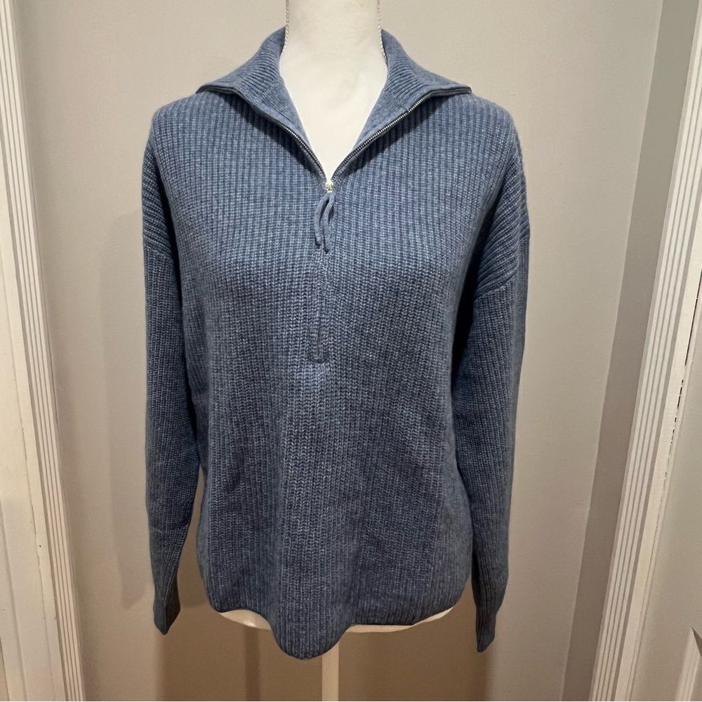 NWT Revolve One Grey Day women's cashmere quarter zip sweater size large - Picture 5 of 9